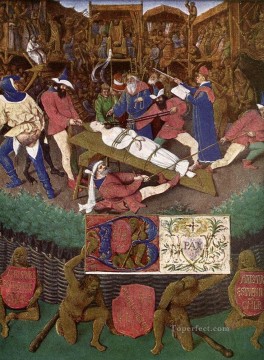 Jean Fouquet Painting - The Martyrdom Of St Apollonia Jean Fouquet